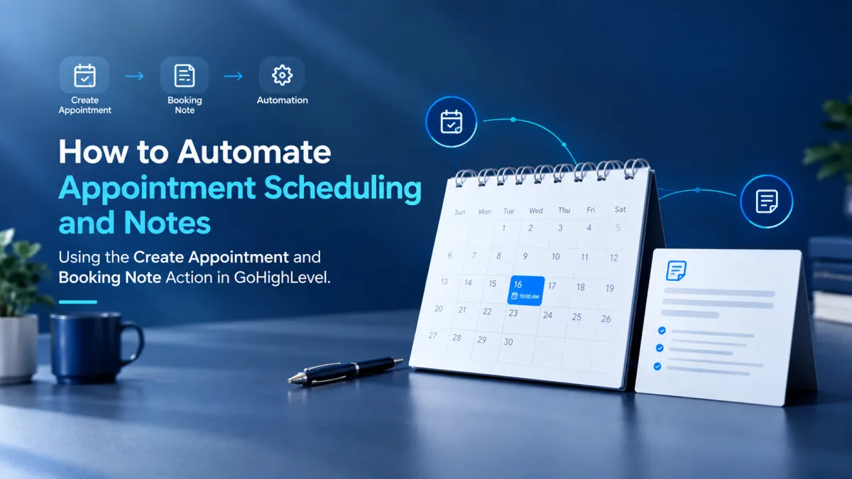 GoHighLevel appointment automation with Create Appointment Note workflow action