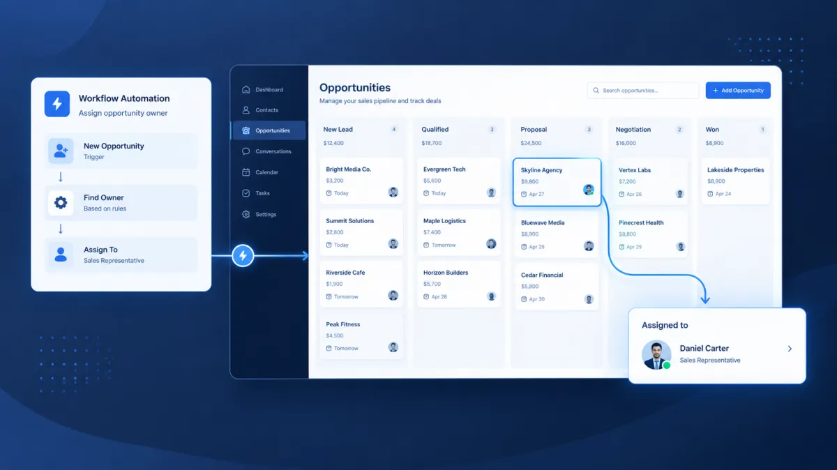 GoHighLevel automatically assigns an owner to an opportunity