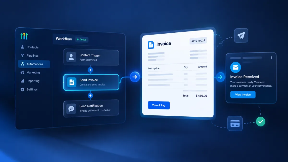 GoHighLevel Send Invoice Action for automated invoice delivery