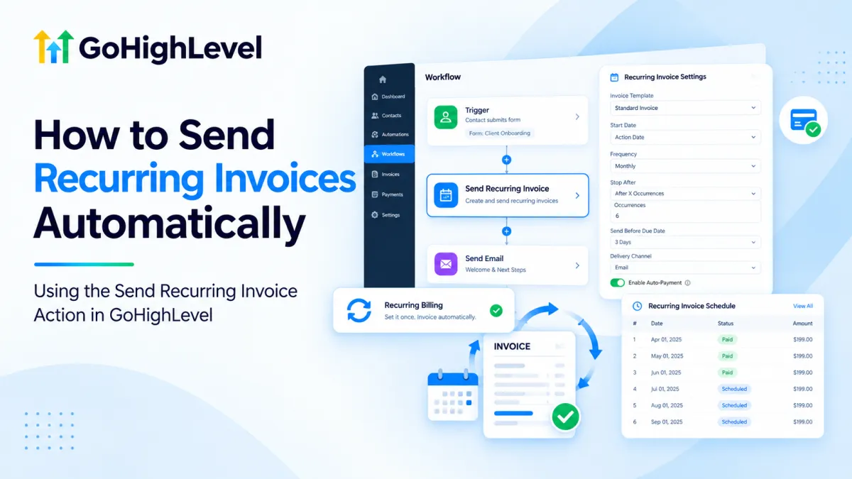 GoHighLevel Send Recurring Invoice Action workflow automation