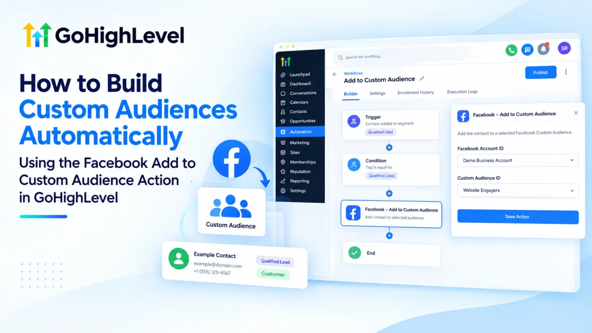 How to Build Custom Audiences Automatically Using Facebook Add to Custom Audience in GoHighLevel