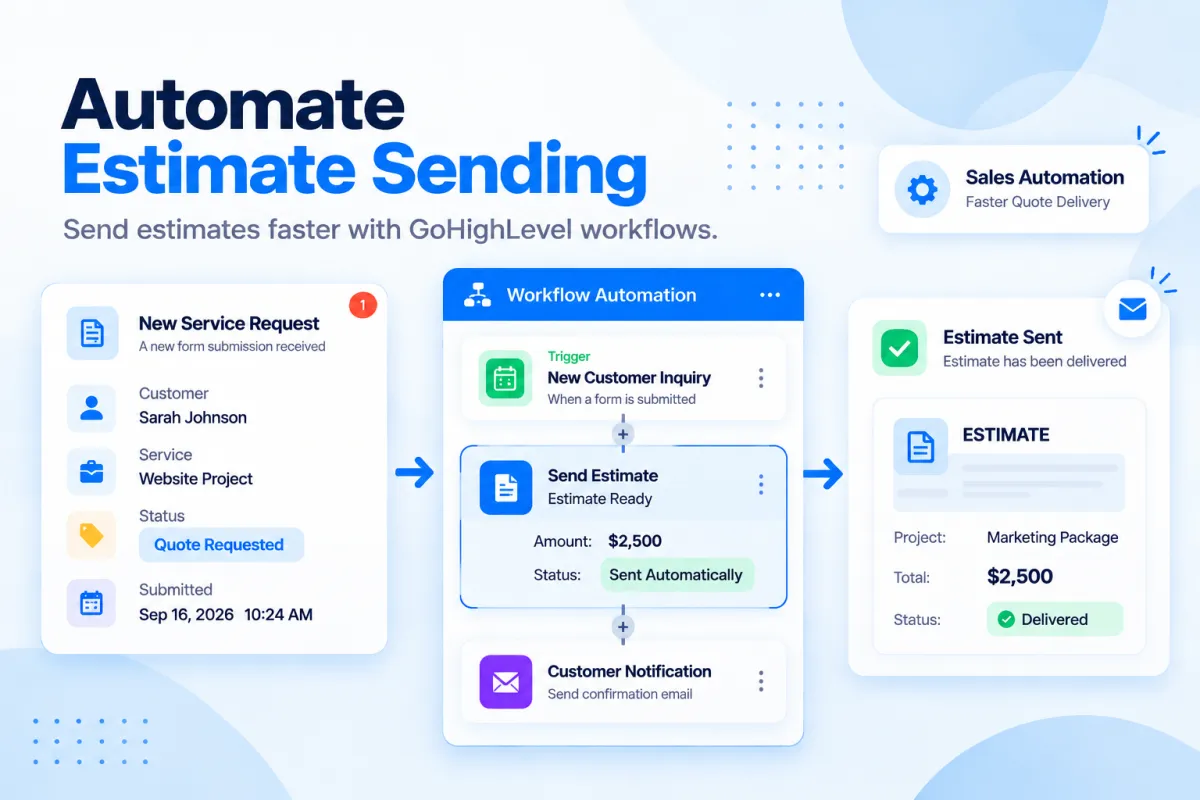 GoHighLevel Send Estimate Action workflow automation for sending customer estimates automatically