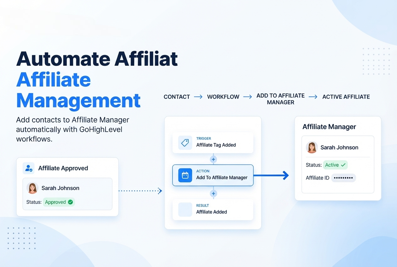 GoHighLevel workflow automatically adding contacts to Affiliate Manager