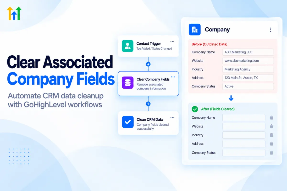 GoHighLevel workflow clearing associated company fields automatically