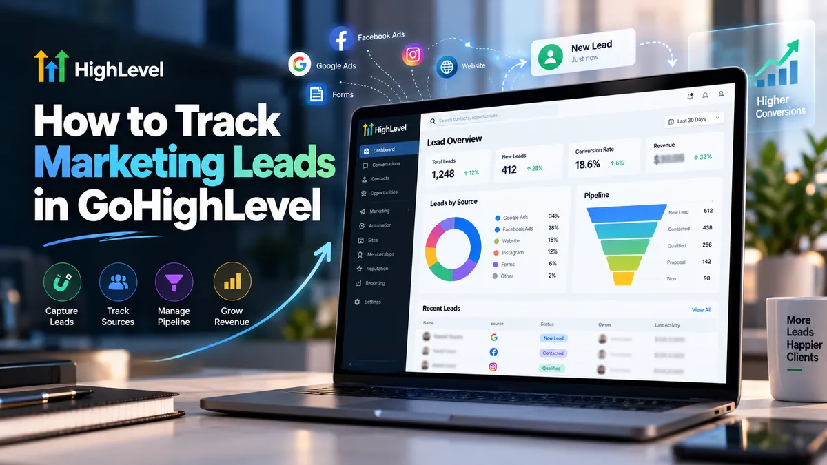How to track marketing leads in GoHighLevel using lead sources, pipeline tracking, and reporting dashboards