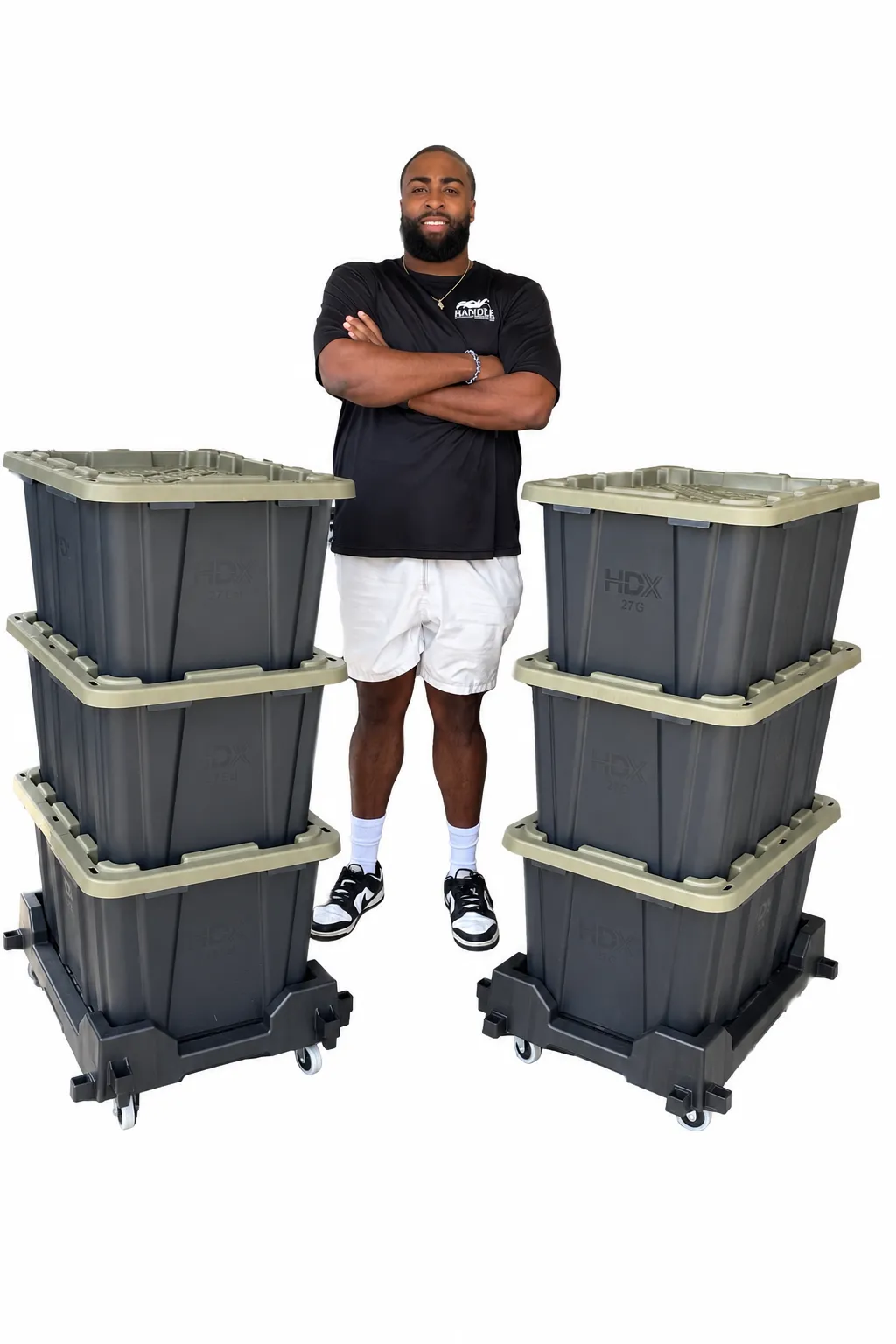 Stacked teal reusable moving totes