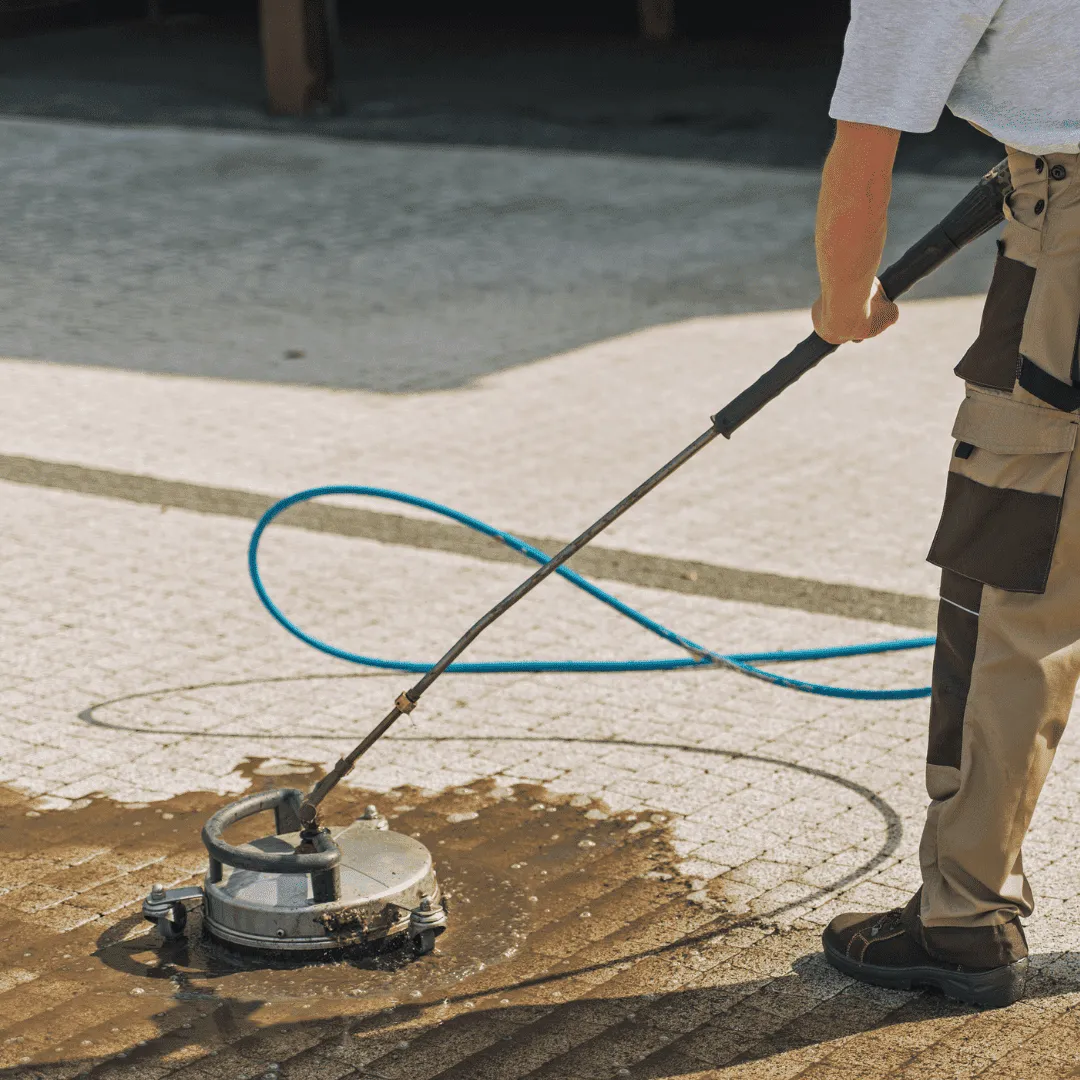 Driveway and concrete cleaning removing stains and enhancing curb appeal.
