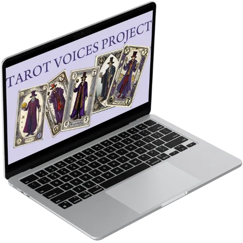 laptop with Tarot Voices Project