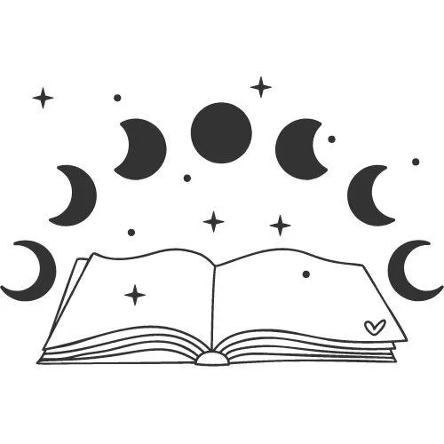 Moon Phases Over Book