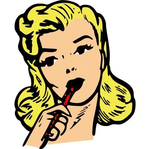 Blond Woman Thinking With A Pencil