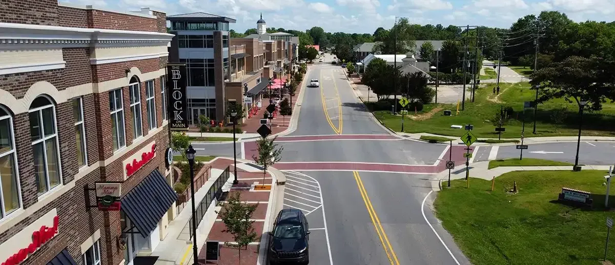 The Block on Main in Downtown Holly Springs NC — retail dining and community hub