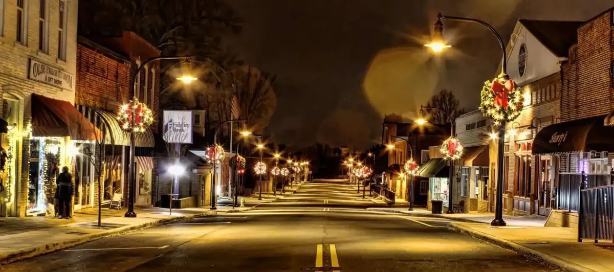 Downtown Wake Forest, NC at Night