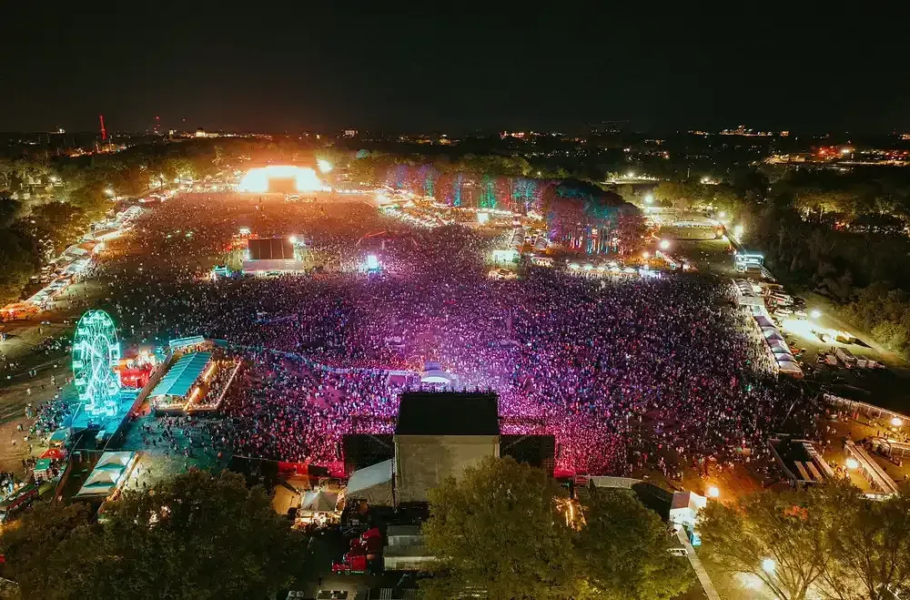 Dreamville night crowd at Dix Park Raleigh NC