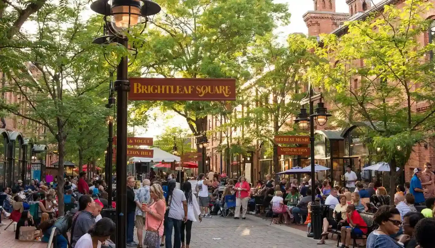 Brightleaf Square crowd in Durham NC