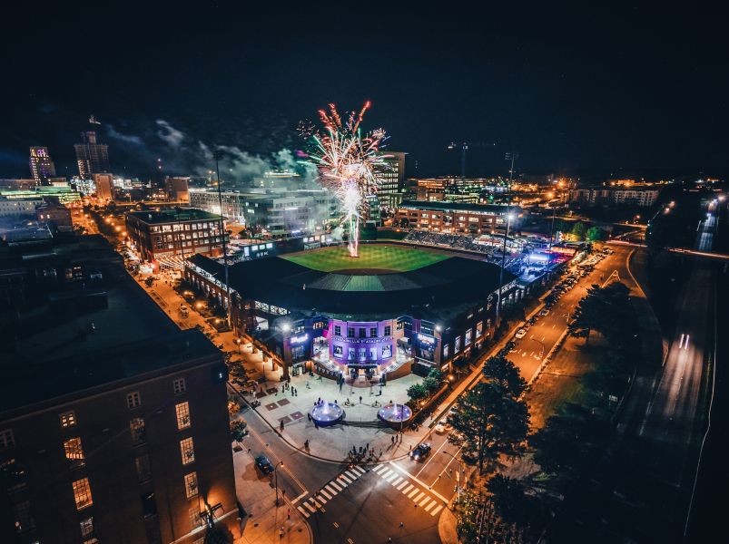 Durham Bulls stadium fireworks downtown Durham NC
