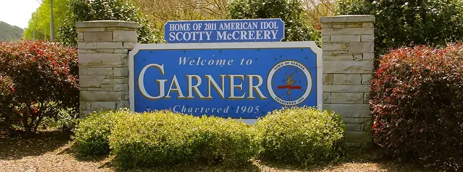 Welcome to Garner NC sign chartered 1905 home of Scotty McCreery American Idol