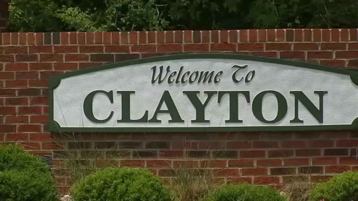 Welcome to Clayton NC sign — Johnston County fastest growing community in the Research Triangle