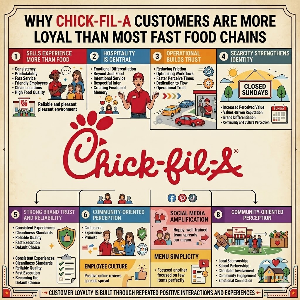 BusinessRate blog graphic discussing why Chick-fil-A customers are more loyal than most fast food chains and how the brand built strong customer trust.
