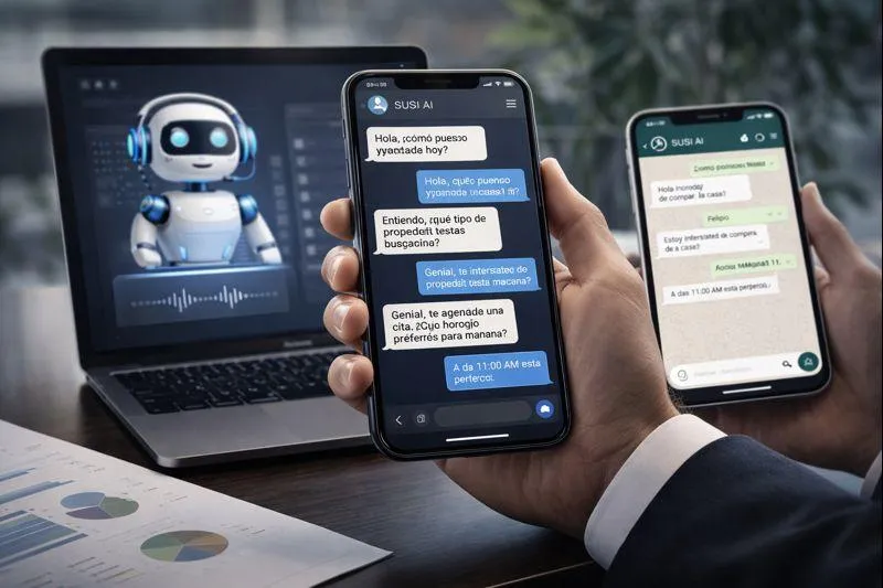 A white kitchen and living room with a table and chairs