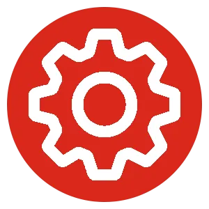 cog in red circle