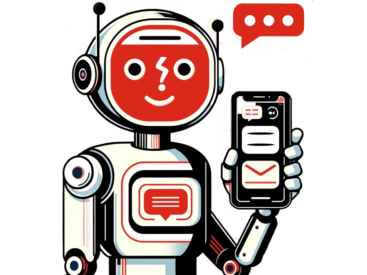 Robot holding mobile phone
