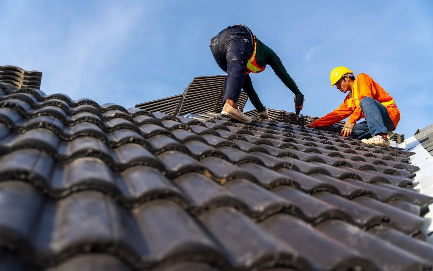 a roof with a few shingles