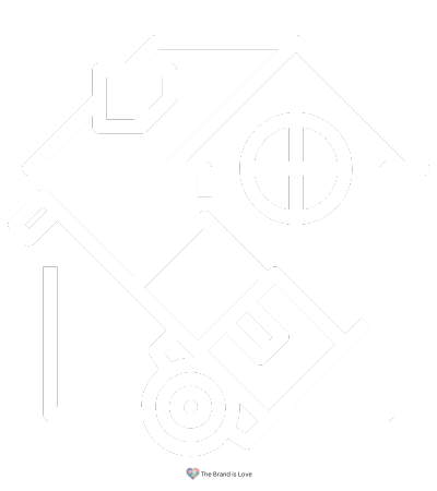  Illustration of a house with a moving dolly in front, symbolizing step-by-step senior moving services.
