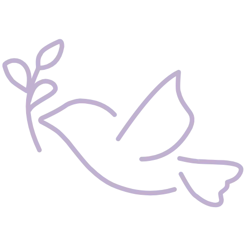 Graphic of a dove holding an olive branch, signifying funeral and memorial planning with dignity.