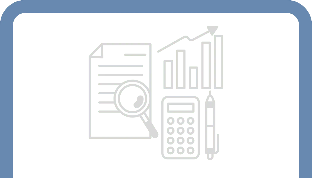 Graphic of papers, a calculator, and a pen, illustrating expert financial planning strategies for aging adults.