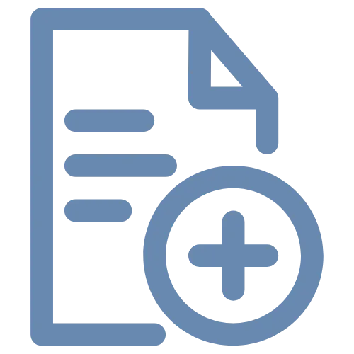 Graphic of a paper with a + sign, signifying add-on services tailored to individual family needs.