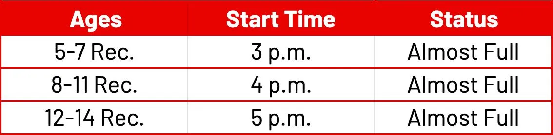 Redline Athletics Soccer training schedule image