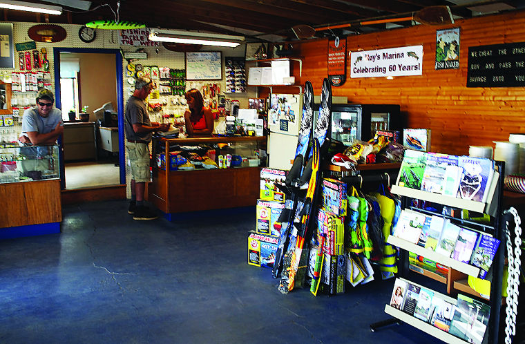 Tackle shop interior displaying fishing gear and supplies