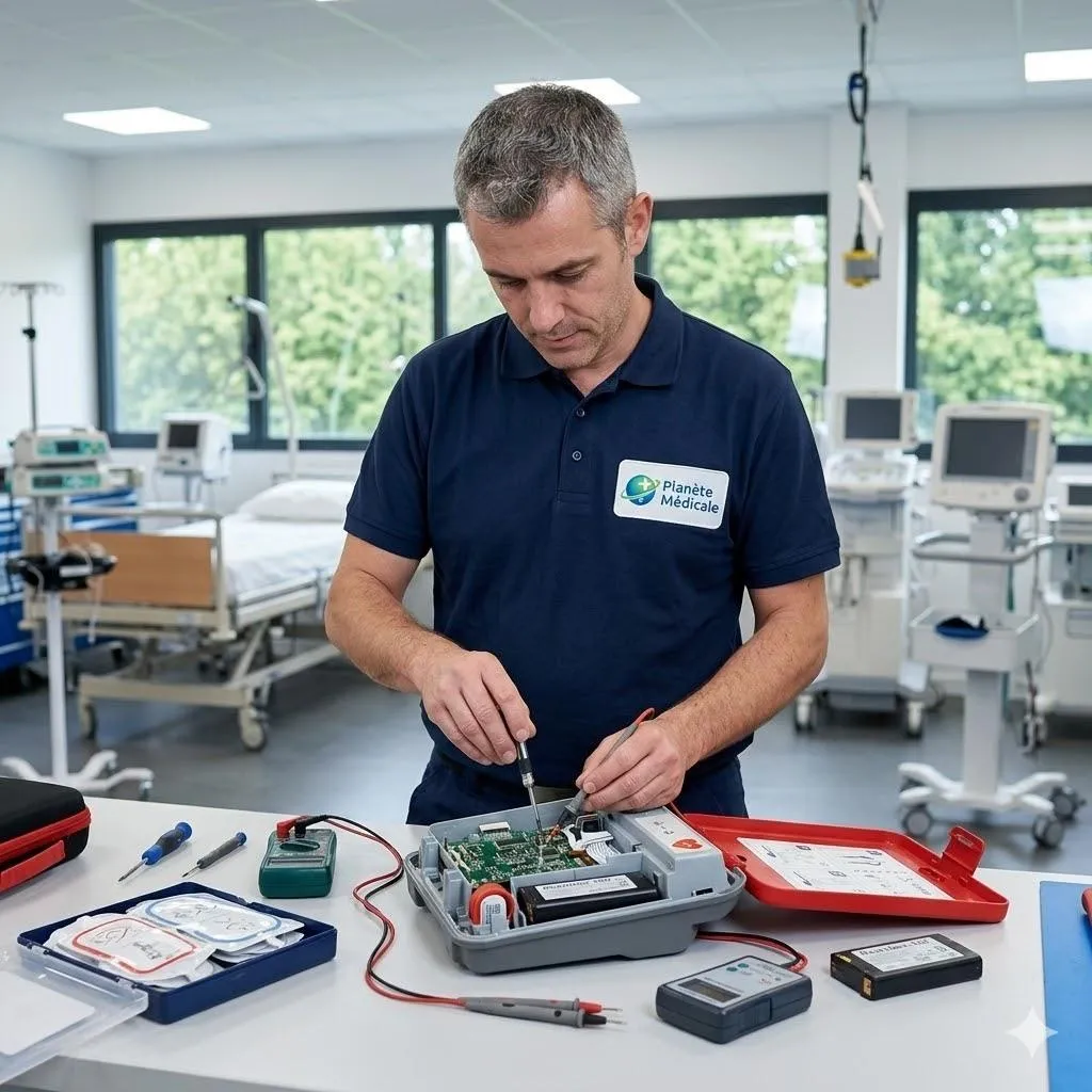 Illustration d’équipements médicaux modernes avec installation et maintenance professionnelles pour établissements de santé en France