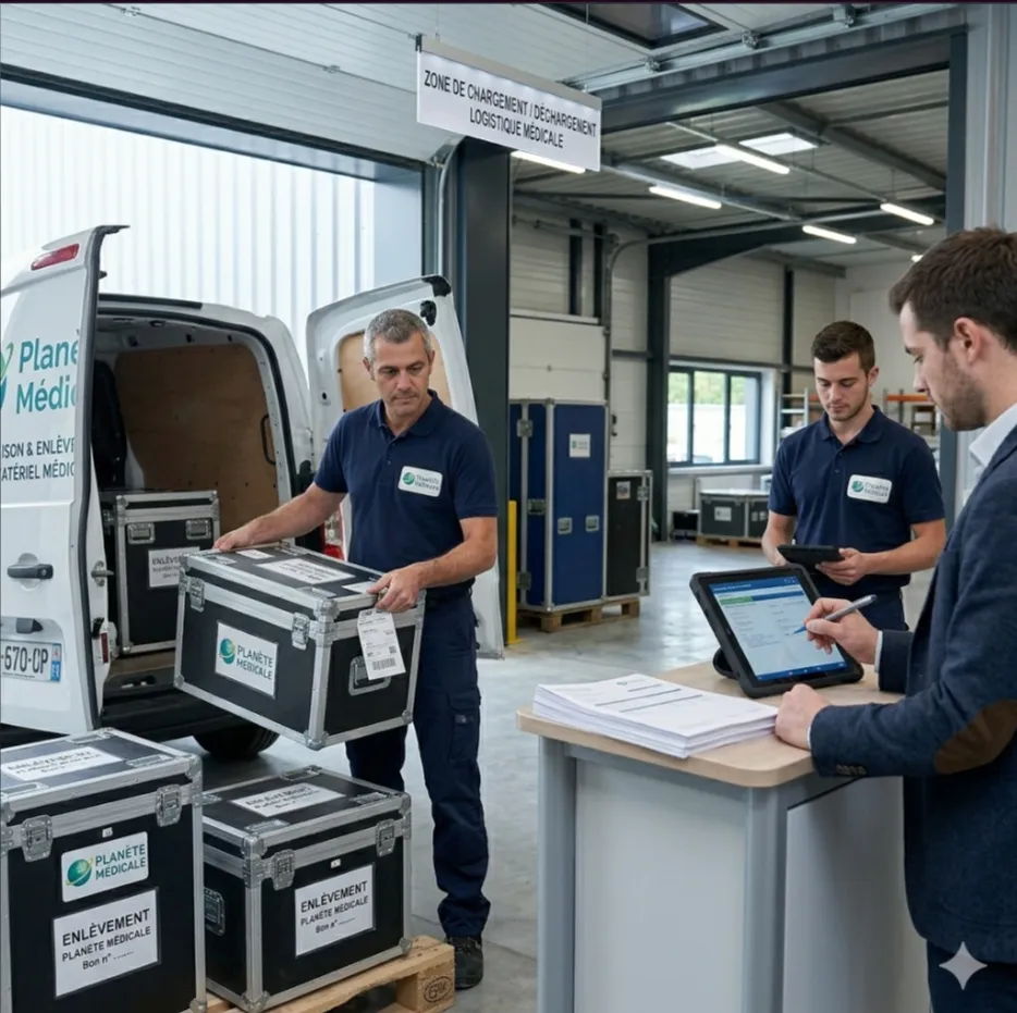 Illustration moderne d’équipements médicaux avec support technique et maintenance professionnelle pour cliniques et hôpitaux en France