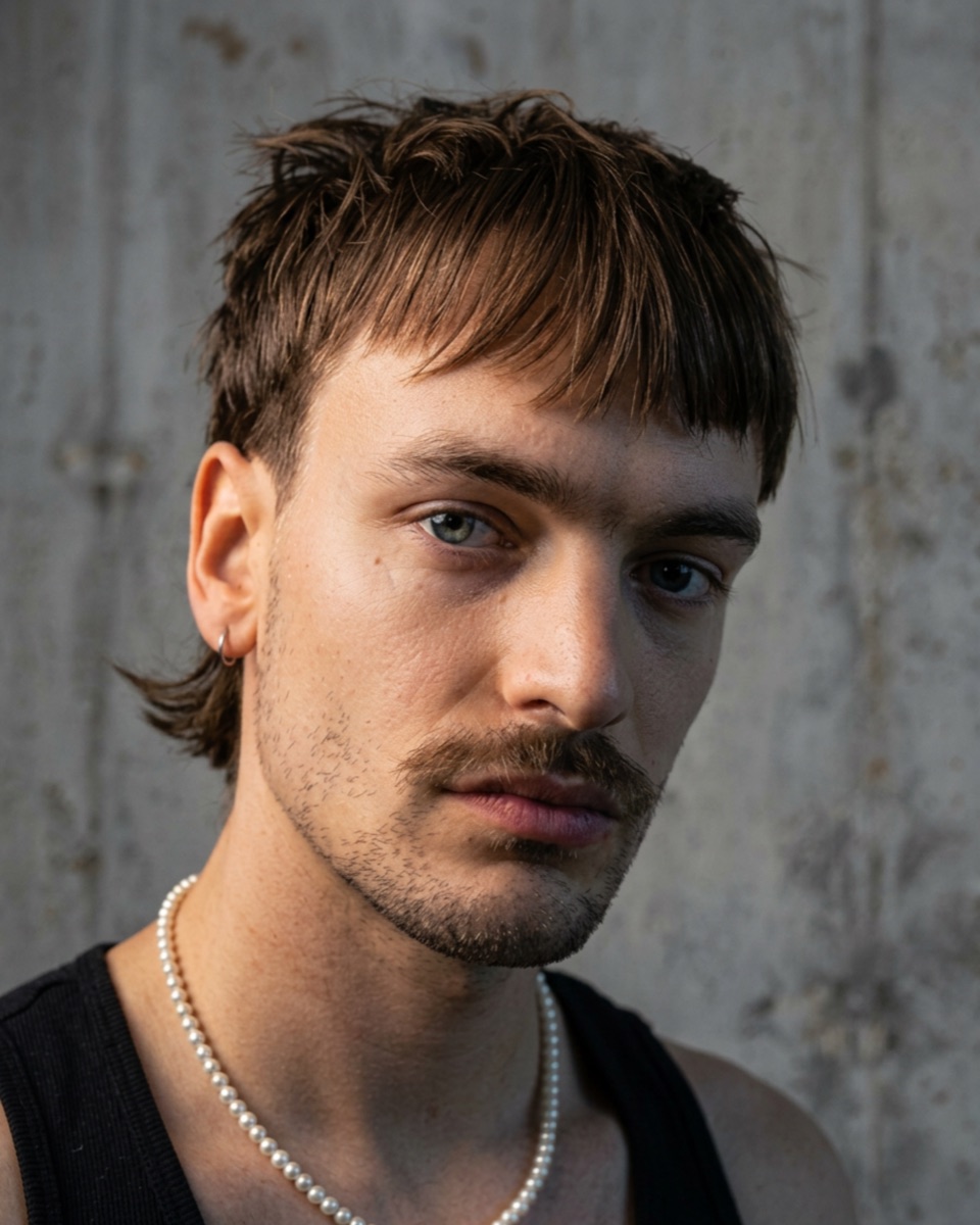 Textured french crop mullet haircut