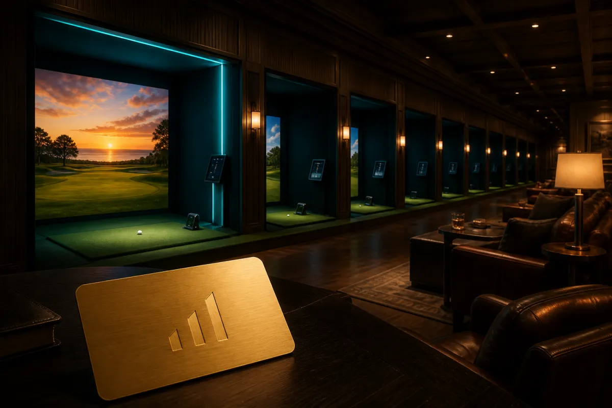 Indoor TrackMan golf bays at Athletic Motion Golf Club in Winter Garden, Florida