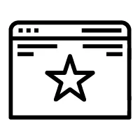 Icono de una página web con una estrella para representar las reseñas online