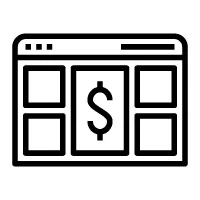 Icono de una página web con diferentes cuadrados que representan la característica de cursos y membresías.