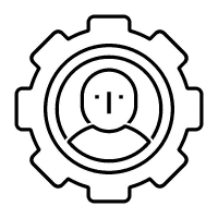Icono de una persona dentro de un engranaje para representar los seguimientos personalizados.