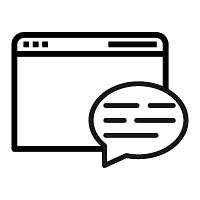 Una burbuja de comunicación o "callout" sobre una página web para representar la función de web chat.