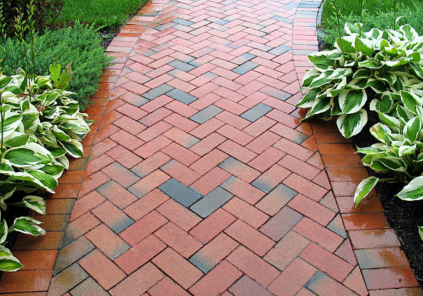 A brick walkway designed and installed in Northborough, MA