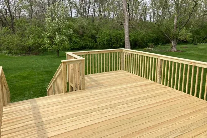 Multi-level deck installation in Lunenburg MA by local deck contractor