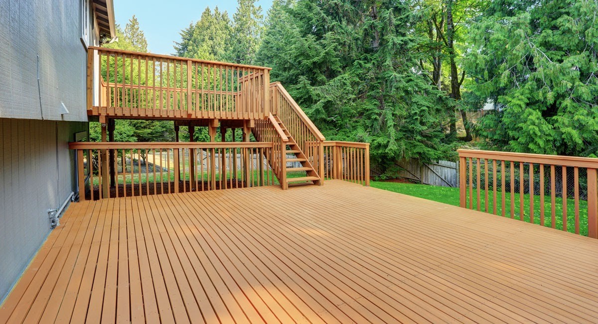 A multi level deck in Central Massachusetts that was designed and installed by Horizon Deck and Patio