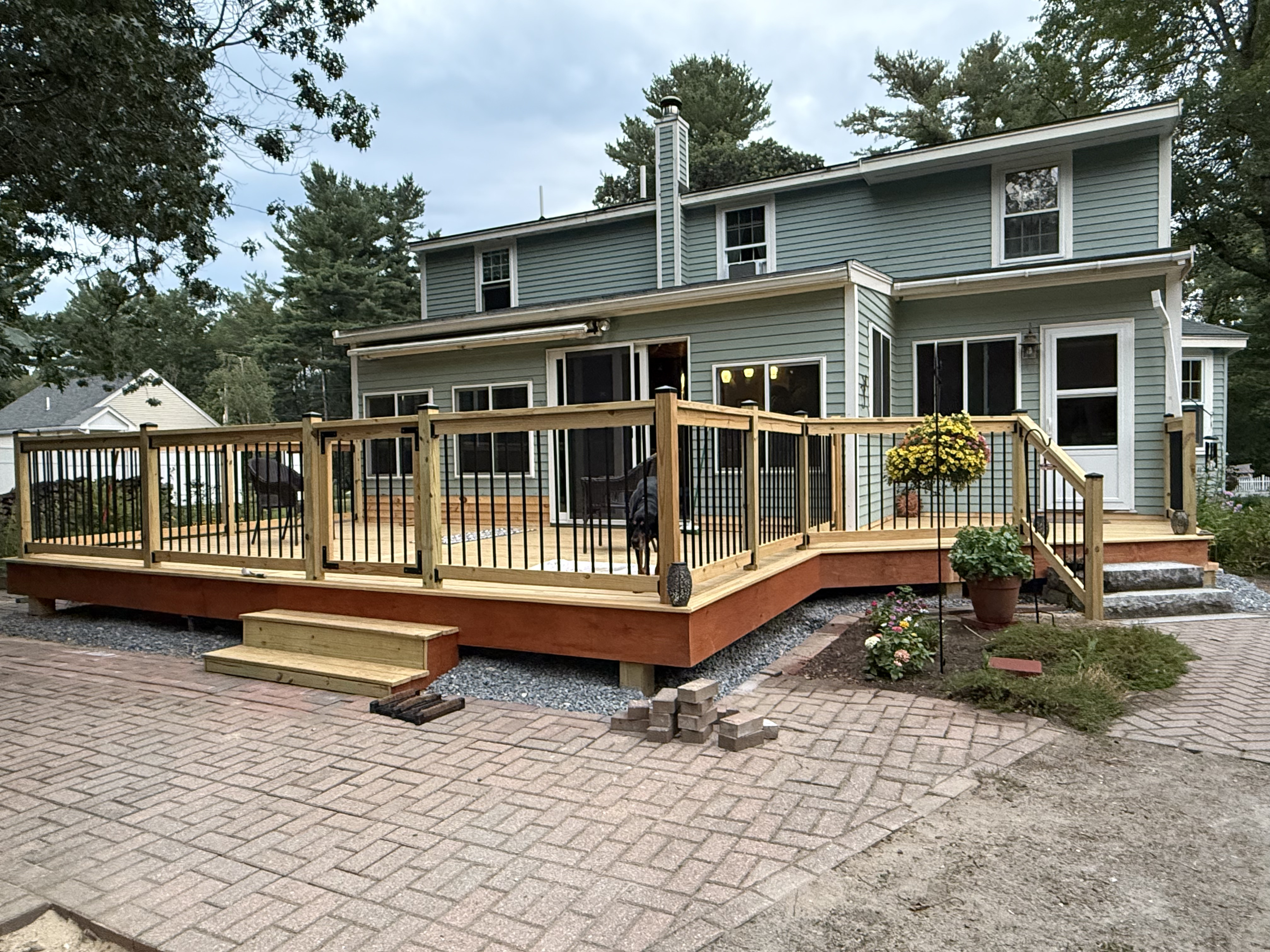 Custom wood deck installation in Lunenburg MA by Horizon Deck and Patio