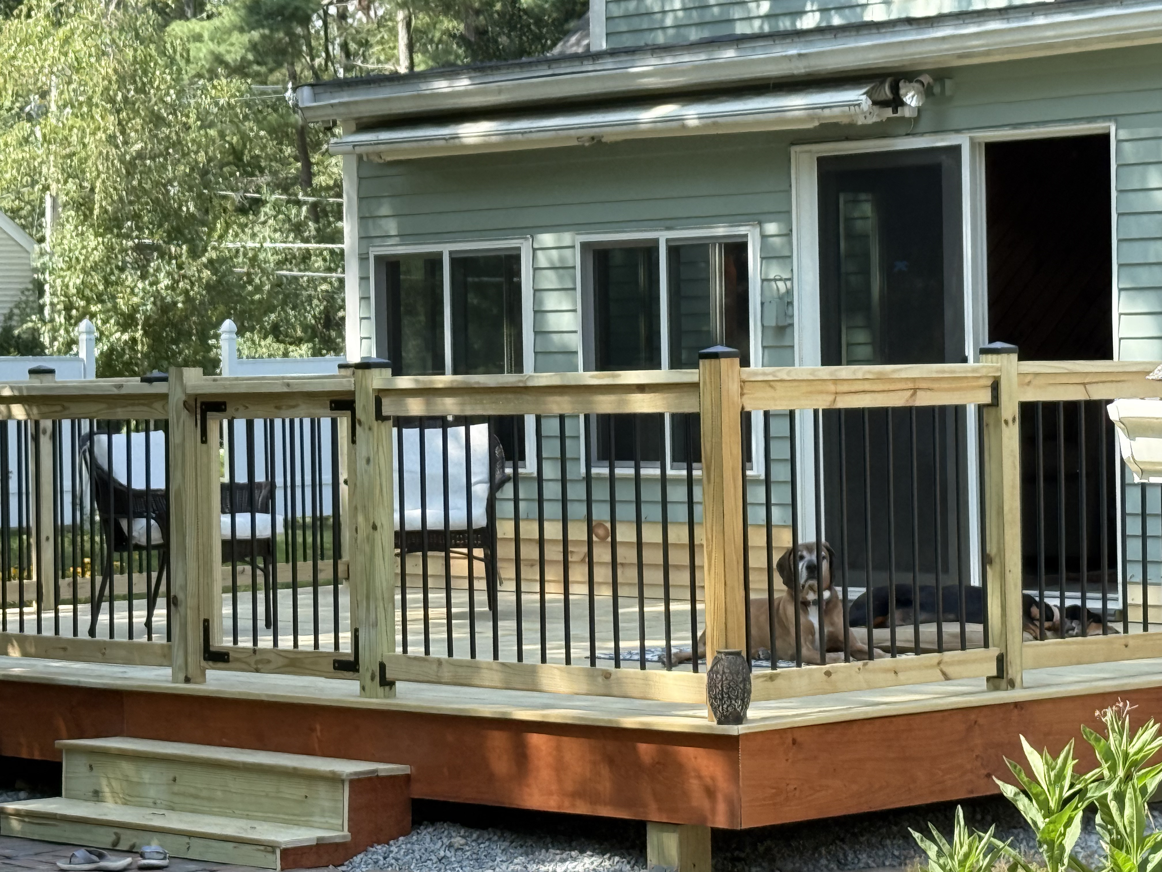 New custom deck with high end railing system in Southborough, MA