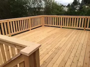 A beautiful wooden deck installed in Northborough, MA