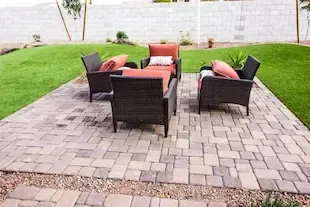 A patio seating area newly installed in Lunenburg, MA