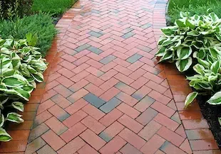 A brick walkway designed and installed in Northborough, MA