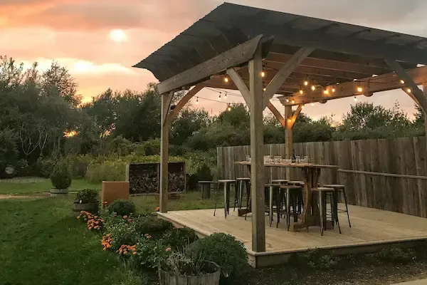 A new pergola covered deck in Northborough, MA