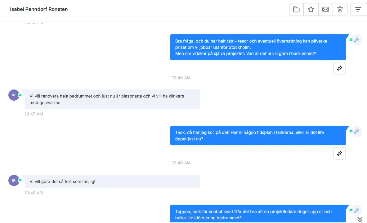 Verkligt exempel på ai agent & kund